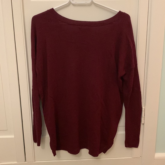 American Eagle Knit Maroon V Neck Sweater - Picture 2 of 5